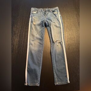 Hollister Blue Skinny Jeans with White Stripe (Like NEW)